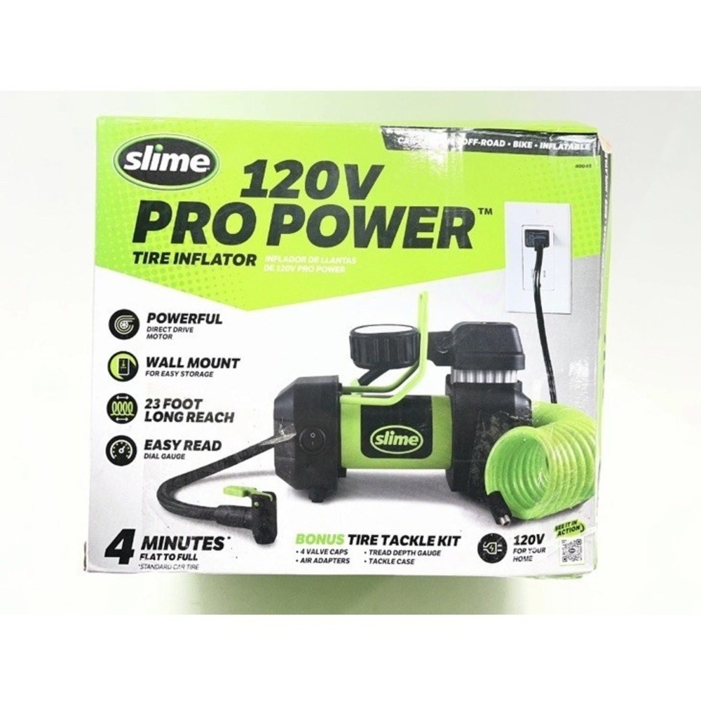 Slime 120V Pro Power Tire Inflator 0-100psi,23' Reach, 40045 Home Use